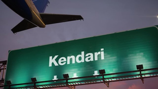 Airplane Take off Kendari during a wonderful sunrise