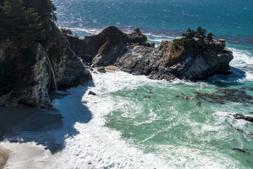 McWay Falls in Julia Pfeiffer burns state park in Big Sur California, along the Pacific Coast...