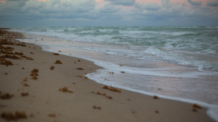 Soft Wave of Blue Ocean at Sanset Beach. Background..