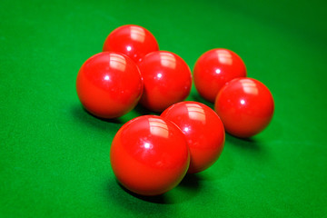 Snooker ball on snooker table