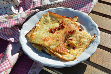 Golden brown strudel after baking