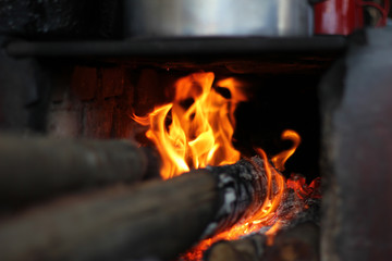 Obraz premium fire in fireplace