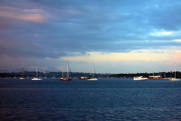 Fototapeta na wymiar Fishing port of Puerto Princesa in the evening. Palawan. Philippines.