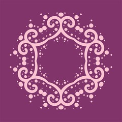 Six corner mandala made of curves and dots