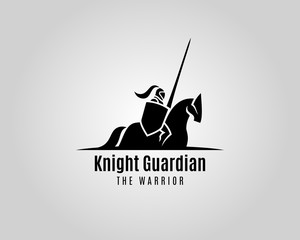 Knight with shield and spear on a horse - obrazy, fototapety, plakaty