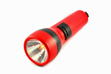 flashlight isolated With orange lights / Red torch light on white background