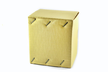 Cardboard box / Brown paper closed box package with Staples
