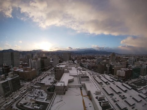 札幌の冬の町並み　タイムラプス