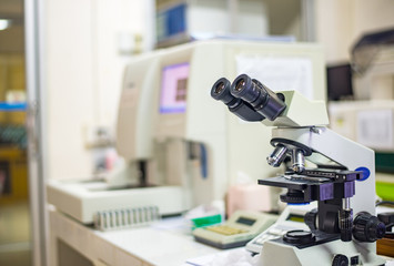 MIcroscope in laboratory.