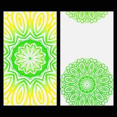 Ornament Illustration With Mandala for flyer. Vector Decorative Layout Design. Yellow, green color