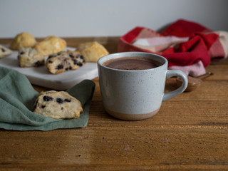 Hot cocoa in a ceramic mug. Warming hot chocolate perfect for Christmas morning or the winter months.