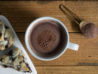 Hot cocoa in a ceramic mug. Warming hot chocolate perfect for Christmas morning or the winter months.