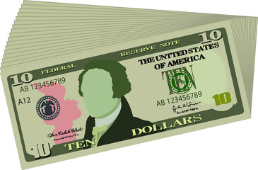 Fototapeta premium Bunch of 10 US dollar banknote