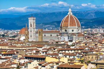 Fototapeta na wymiar Campanile Dome Duomo Cathedral Florence Tuscany Italy