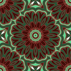 Seamless floral ornament. Military style color. Vector illustration