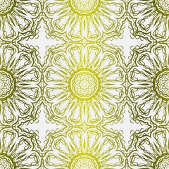 Seamless Floral Ornament. For Print, Tablecloth, Fabric. Vector illustration. Gold color