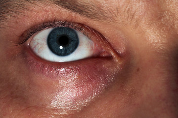 Human blue eye.