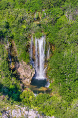 Plakat Manojlovac waterfall, Krka National Park, Croatia. Manojlovac waterfall, national park Krka in Croatia. View on the Manojlovac waterfall, near Knin in Croatia, Krka National Park.