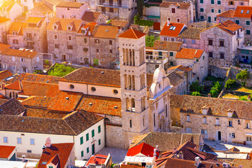 Cathedral of Saint Stephen, a Roman Catholic cathedral in the town of Hvar, on island of Hvar in Split-Dalmatia County, Croatia. Saint Stephen Cathedral on the central square of the city of Hvar.