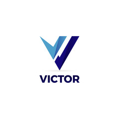 Abstract Blue Letter V Logo template