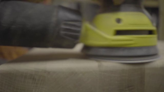 self employed carpenter woodwork wood sanding sander workshop motion gimbal 