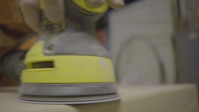 self employed carpenter woodwork wood sanding sander workshop motion gimbal 