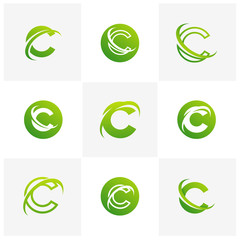Set of Letter C logo icon design template elements, Initial C logo design concept - Vector