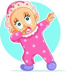 Funny Baby Girl Dabbing Vector Cartoon