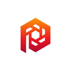 Letter P logo icon design template elements, Initial P with Hexagon logo concept - Vector