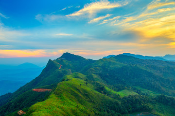 Landscape of sunset on Mountain at Doi Pha Tang, ChiangRai ,Thailand