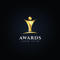 Gold Trophy Awards Logo Symbol