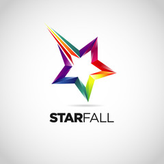 Fototapeta premium Colorful Star Fall Logo Symbol