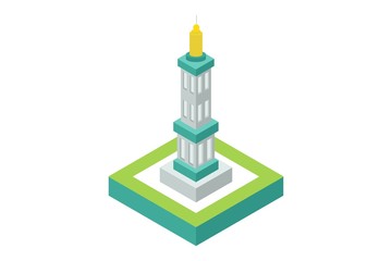 isometric illustration of monument building, vector illustration