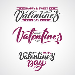 Valentine Day text Set Of Calligraphic Quotes. 