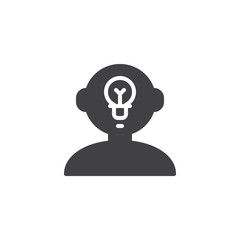 Idea human mind vector icon. filled flat sign for mobile concept and web design. Man with light bulb head simple solid icon. Symbol, logo illustration. Pixel perfect vector graphics