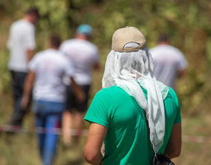 Fototapeta premium Headgear from the sun and the heat of a man