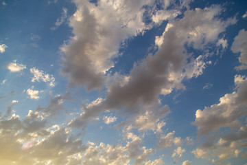 Clouds in the sky at sunset as a background