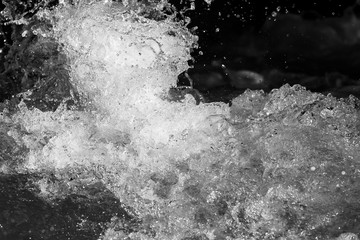 Splashes of water from the waves in the sea