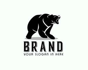 Stand bear with roaring logo design inspiration