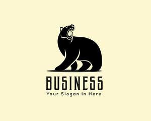 Stand bear with roaring logo design inspiration