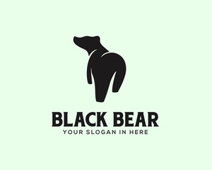 simple walking bear back view logo design inspiration