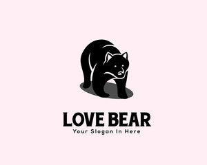 elegant walking bear front view logo design inspiration