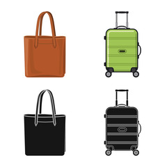 Vector illustration of suitcase and baggage logo. Collection of suitcase and journey vector icon for stock.