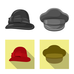 Isolated object of headgear and cap logo. Collection of headgear and accessory stock symbol for web.