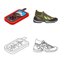 Isolated object of mountaineering and peak sign. Collection of mountaineering and camp vector icon for stock.