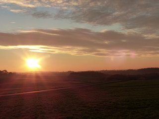 Sonnenuntergang im Herbst bei Lutzerath / Eifel
