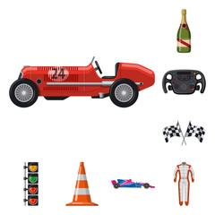 Naklejka premium Isolated object of car and rally icon. Collection of car and race stock vector illustration.