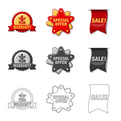 Vector illustration of emblem and badge symbol. Set of emblem and sticker stock vector illustration.