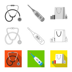 Isolated object of pharmacy and hospital symbol. Collection of pharmacy and business vector icon for stock.