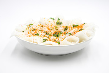 Fine rice vermicelli - Vietnamese dish consisting of rice vermicelli, topped with chopped scallions sauteed in oil 